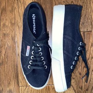 SUPERGA navy platform sneakers